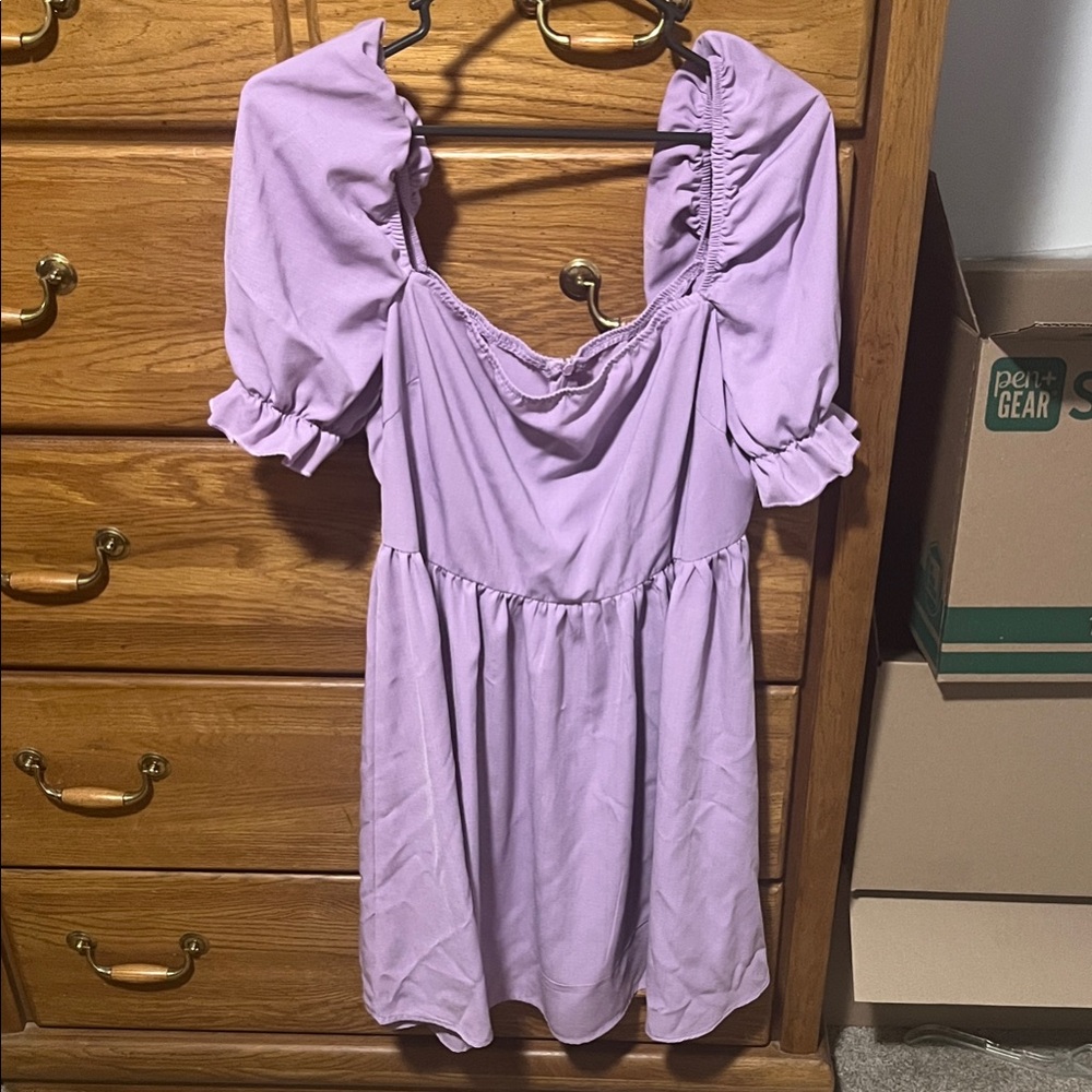 Lavender Puff Sleeve Dress